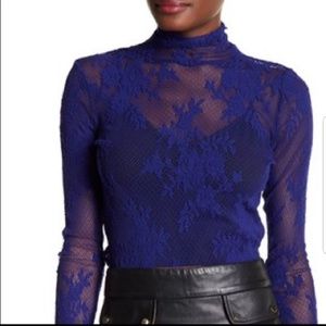 New Free people mesh mock neck shirt